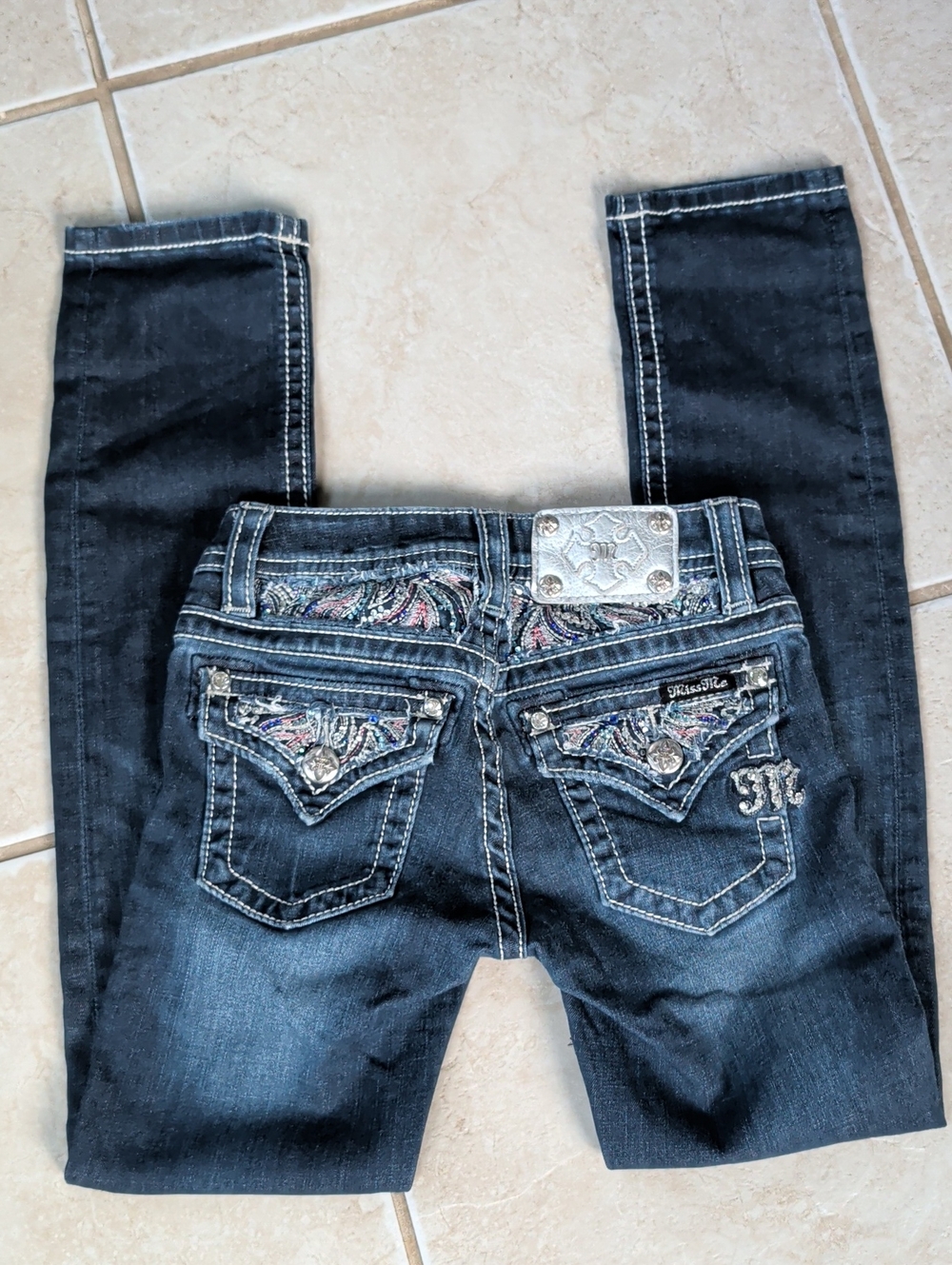 Miss Me Dark Wash Embellished Girls  Size 10 Jeans